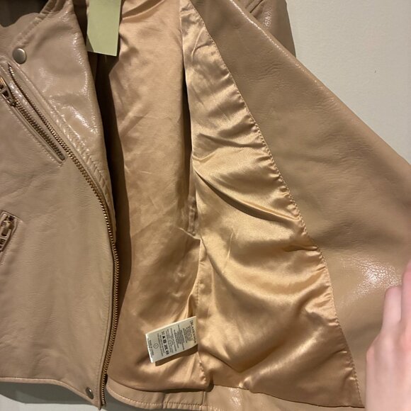 NWT Blank NYC Faux Leather Moto Jacket - Tan - Women's S - Picture 8 of 10